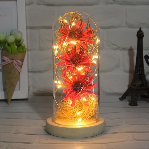 Dried Flower & High borosilicate glass & Solid Wood Creative Preserved Flower Decoration for home decoration & for gift giving PC