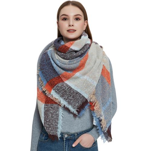 Polyester Women Scarf dustproof & thermal plaid PC