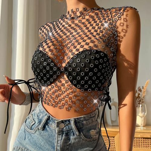 Polyester Slim Tank Top backless black PC