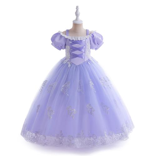 Coton Robe d’une seule pièce de fille Solide Violet pièce