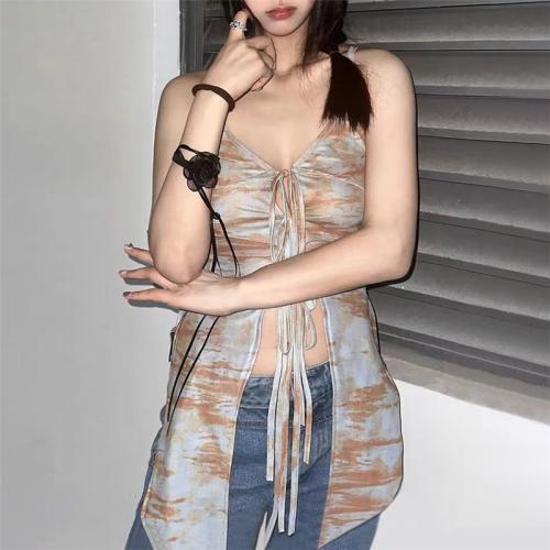 Polyester Waist-controlled & High Waist Tank Top midriff-baring Tie-dye Others blue PC