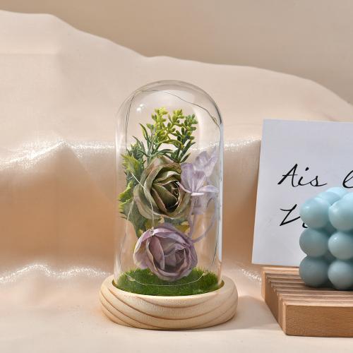Pine & Artificial Silk & High borosilicate glass & Plastic Creative Preserved Flower Decoration for home decoration PC
