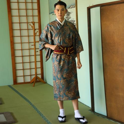 ポリエステル 男性着物 着物コスチューム & ベルト 印刷 青 一つ