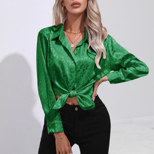 Polyester Women Long Sleeve Shirt & loose printed leopard PC