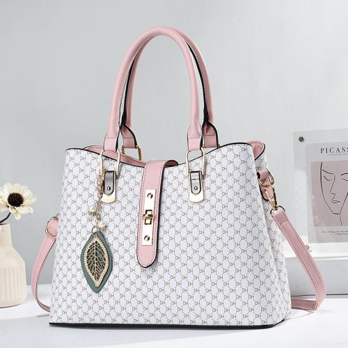 PU Leather Handbag with hanging ornament & large capacity & attached with hanging strap PC