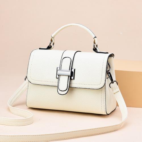 PU Leather hard-surface & Easy Matching Handbag attached with hanging strap & One Shoulder Solid PC