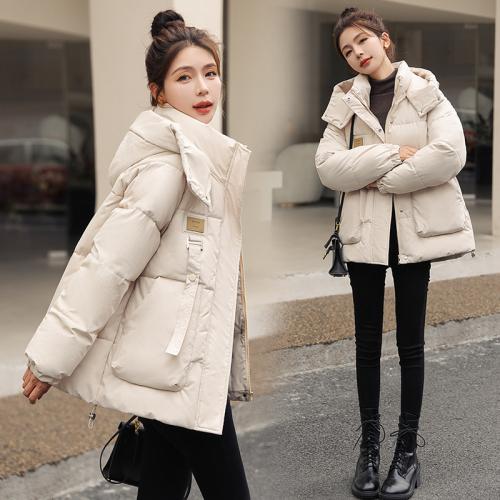 Polyester Women Parkas & with detachable hat & thermal Solid PC