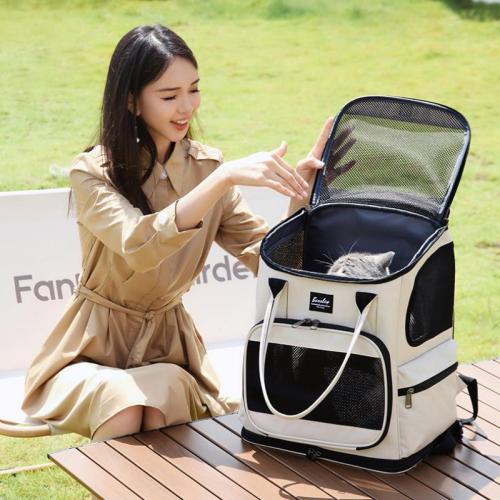 Cation Fabric & Linen foldable Pet Backpack portable & hardwearing & breathable Nylon PC