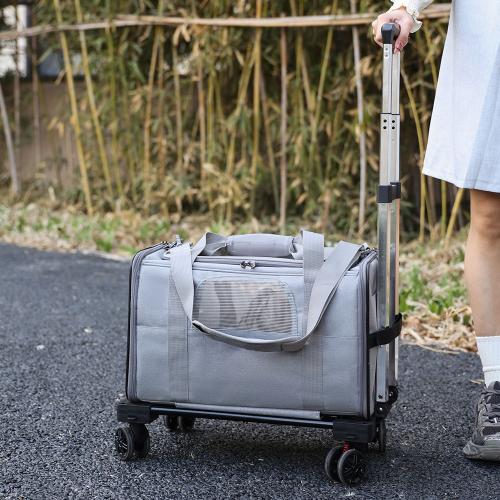 Aluminium Alloy & Oxford & Linen foldable Pet Trolley Case portable & hardwearing & detachable & breathable Solid PC