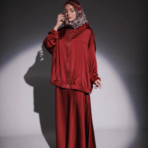 Polyester long style Two-Piece Dress Set Solid Set