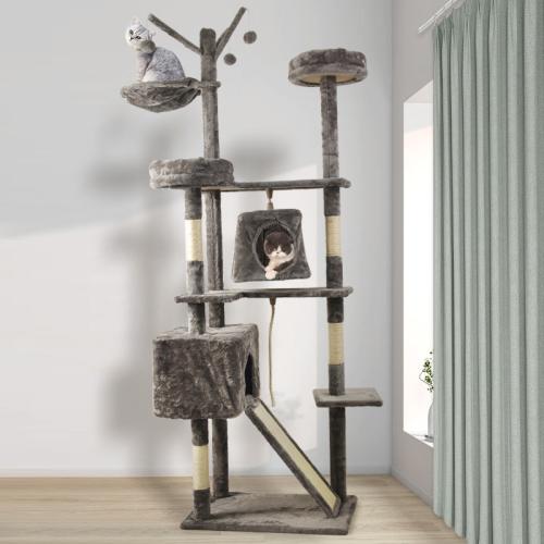Sisal Hemp & Medium Density Fiberboard & Flannelette Multifunction Cat Tree hardwearing gray PC