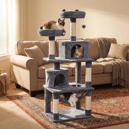Sisal Hemp & Wooden & Flannelette Soft & Multifunction Cat Tree hardwearing gray PC