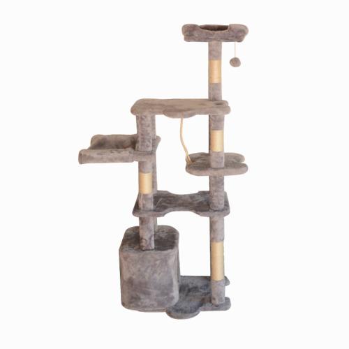 Sisal Hemp & Wooden & Flannelette Soft & Multifunction Cat Tree hardwearing gray PC