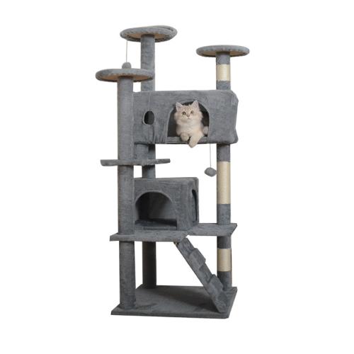 Sisal Hemp & Wooden & Plush Soft & Multifunction Cat Tree hardwearing gray PC
