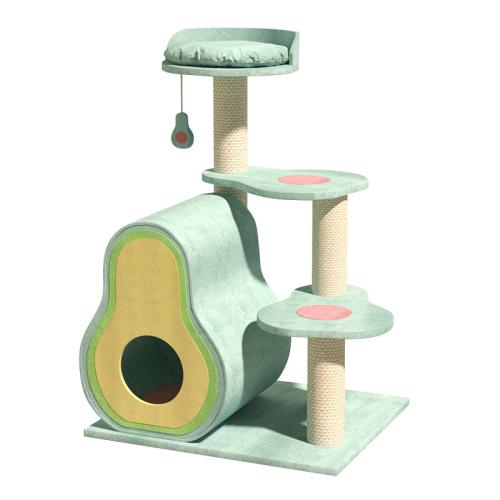 Sisal Hemp & PP Cotton & Wooden & Crystal Velvet Soft & Multifunction Cat Tree hardwearing green PC