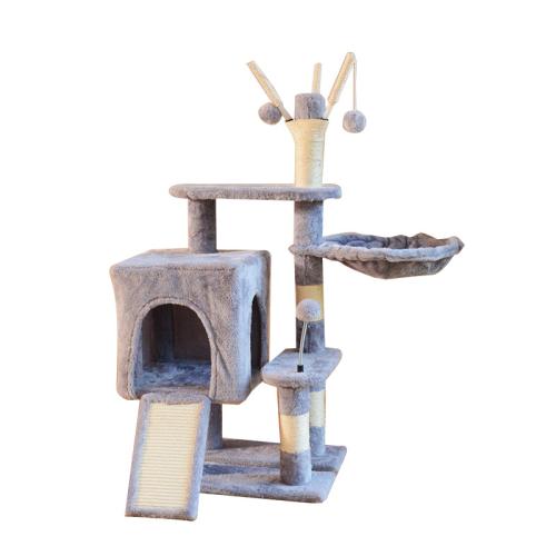 Sisal Hemp & Wooden & Flannelette Soft & Multifunction Cat Tree hardwearing Solid gray PC