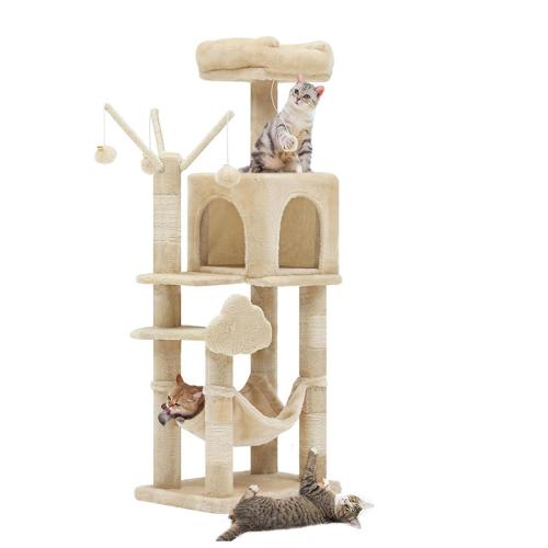 Sisal Hemp & Wooden & Flannelette Soft & Multifunction Cat Tree hardwearing Solid beige PC