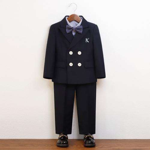 Viscose & Polyester Boy Leisure Suit Solid Navy Blue Set