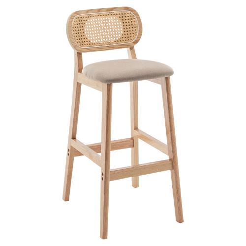 Waxed Leather & Linen & Sponge & Solid Wood Bar Stool durable PC