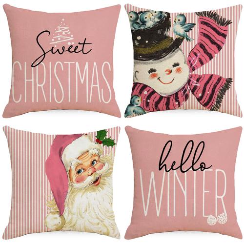 Polyester Throw Pillow Covers christmas design printed PC