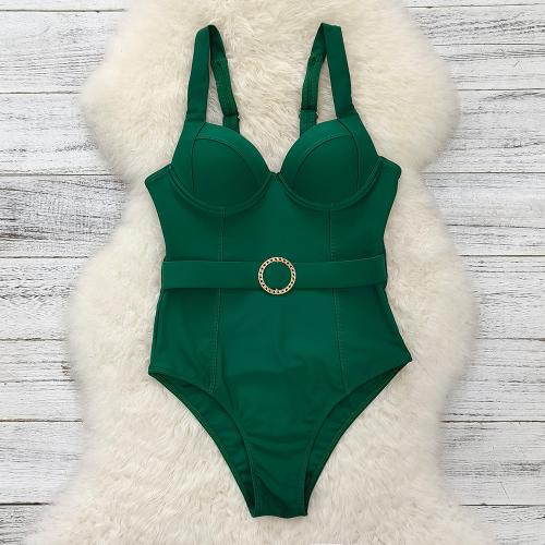 Polyester One-piece Swimsuit backless & skinny style Solid PC