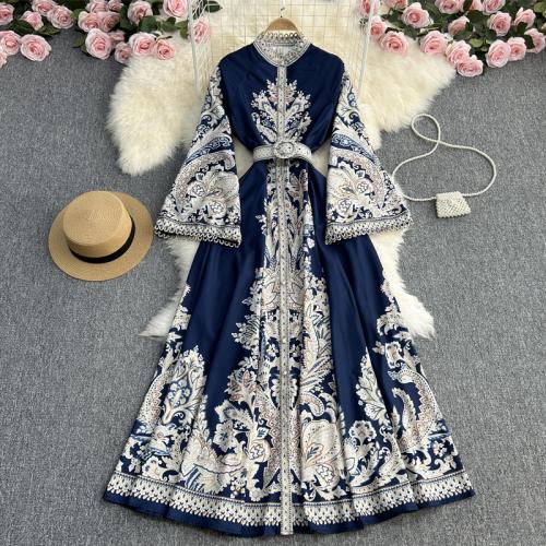 Polyester Robe d’une seule pièce Imprimé Plante plus de couleurs pour le choix pièce