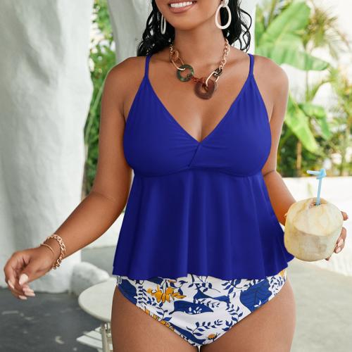 Polyester Plus Size Tankinis Set & two piece & padded printed leaf pattern Set