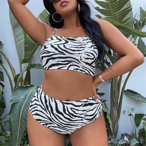 Polyester Plus Size Bikini & padded printed Set