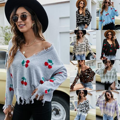Acrylique Pull femme Imprimé couleur et motif différents pour le choix plus de couleurs pour le choix pièce