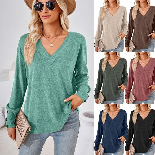 Polyester Soft Women Long Sleeve T-shirt & breathable Solid PC