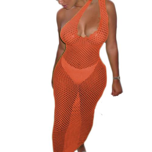Spandex & Polyester Plus Size One-piece Dress & hollow PC