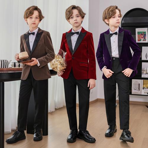 Polyester Boy Leisure Suit Solid Set
