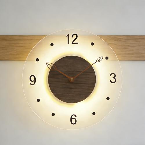 Walnut & Acrylic Wall Clock Battery Type & transparent PC