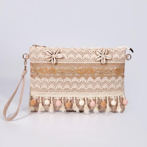 Cotton Linen & Shell Beach Bag & Easy Matching Clutch Bag Solid beige PC