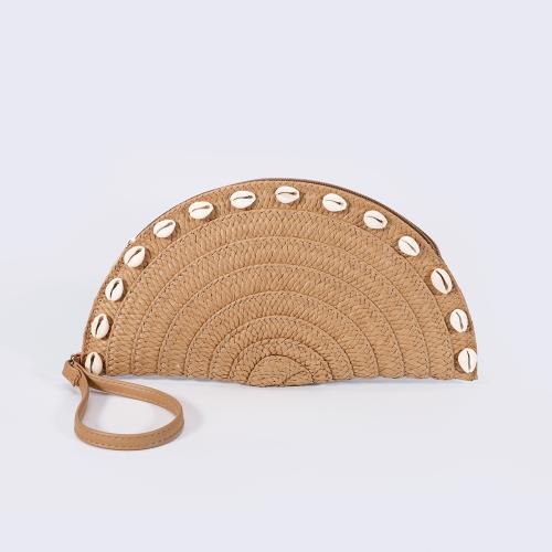 Shell & Straw easy cleaning Clutch Bag durable Straw Solid PC