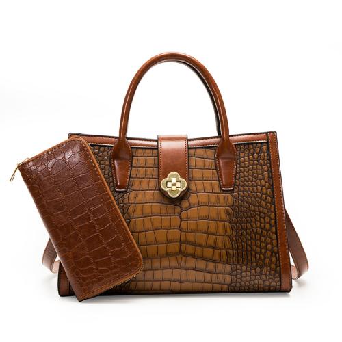 PU Leather With Coin Purse & Easy Matching Handbag large capacity & soft surface & attached with hanging strap crocodile grain PC