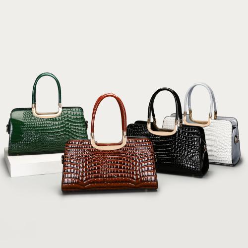 PU Leather Easy Matching Handbag large capacity & soft surface & attached with hanging strap crocodile grain PC