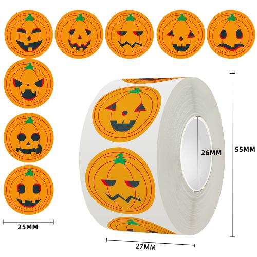 Copper Paper & Pressure-Sensitive Adhesive Sealing Sticker Halloween Design printed Pumpkin Pattern yellow Set