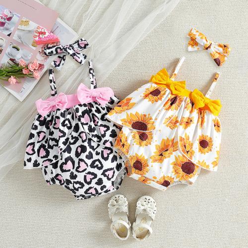 Cotton Crawling Baby Suit & two piece Crawling Baby Suit & Hair Band printed Set