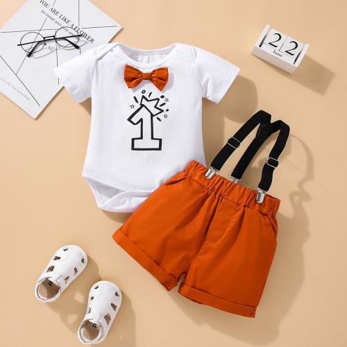 Cotton Boy Clothing Set & two piece Crawling Baby Suit & Pants printed Others purple Set