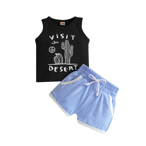 Polyester Slim Boy Clothing Set & two piece tank top & Pants printed Others PC