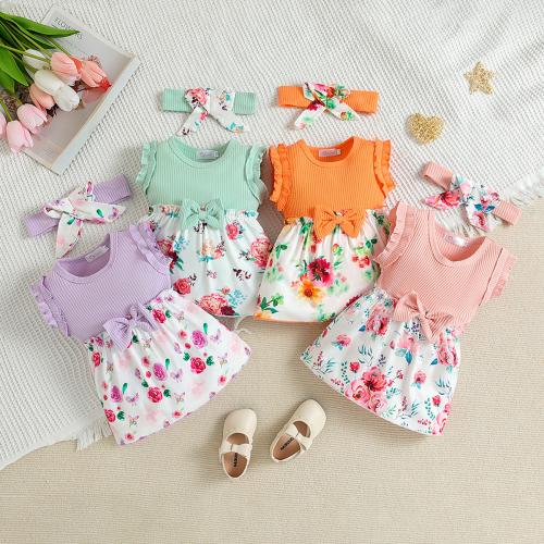 Polyester Slim Girl One-piece Dress Hair Band & skirt printed Others PC