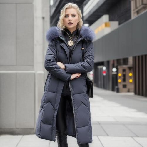 Polyester long style & windproof Women Parkas thicken & thermal Solid PC
