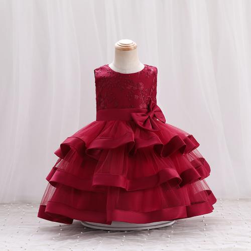 Coton Robe d’une seule pièce de fille Patchwork Solide Rouge pièce