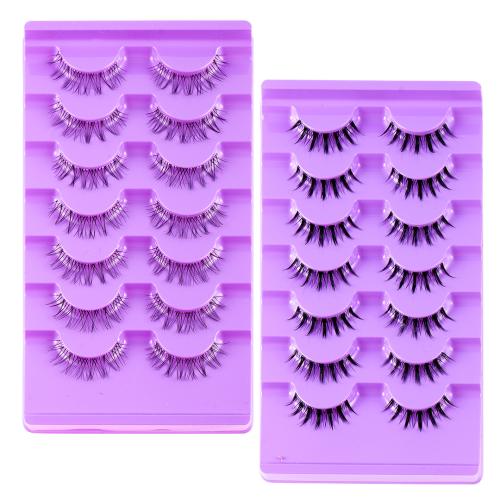 Artificial Fibre False Eyelashes seven piece black Set