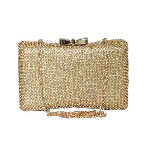Metal & Polyester Easy Matching Clutch Bag with chain & with rhinestone PC