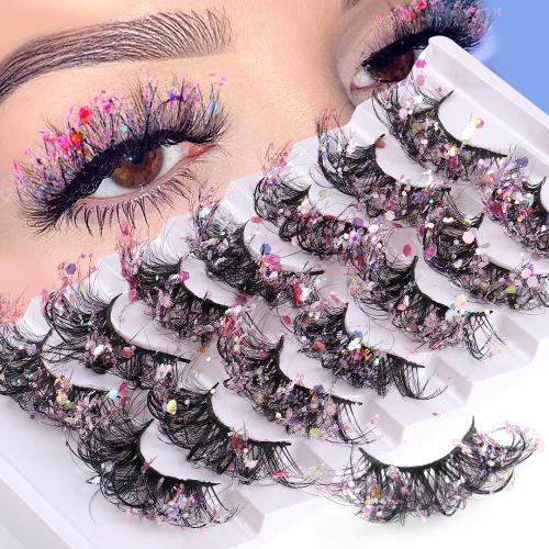 Chemical Fiber False Eyelashes seven piece black Set