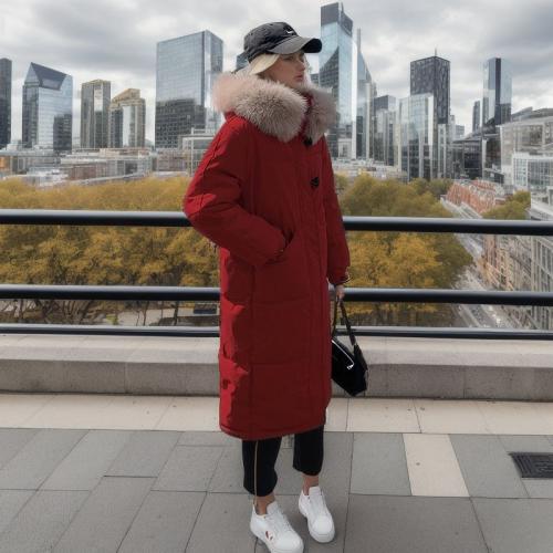 Polyester long style & windproof Women Parkas thicken & thermal Solid PC