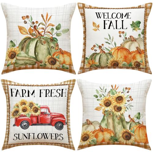 Linen Throw Pillow Covers washable printed PC