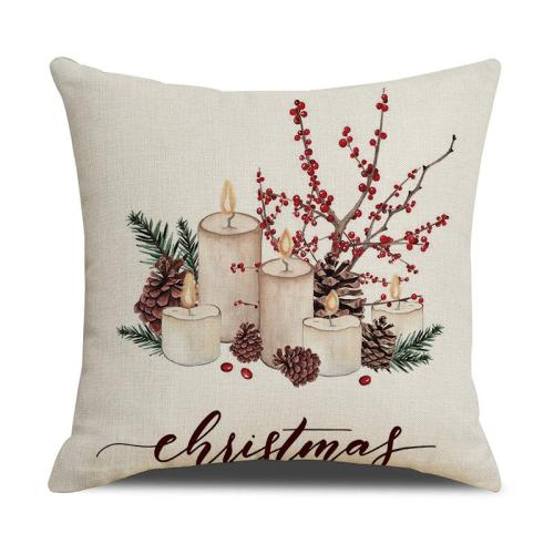 Linen Throw Pillow Covers christmas design & washable printed PC